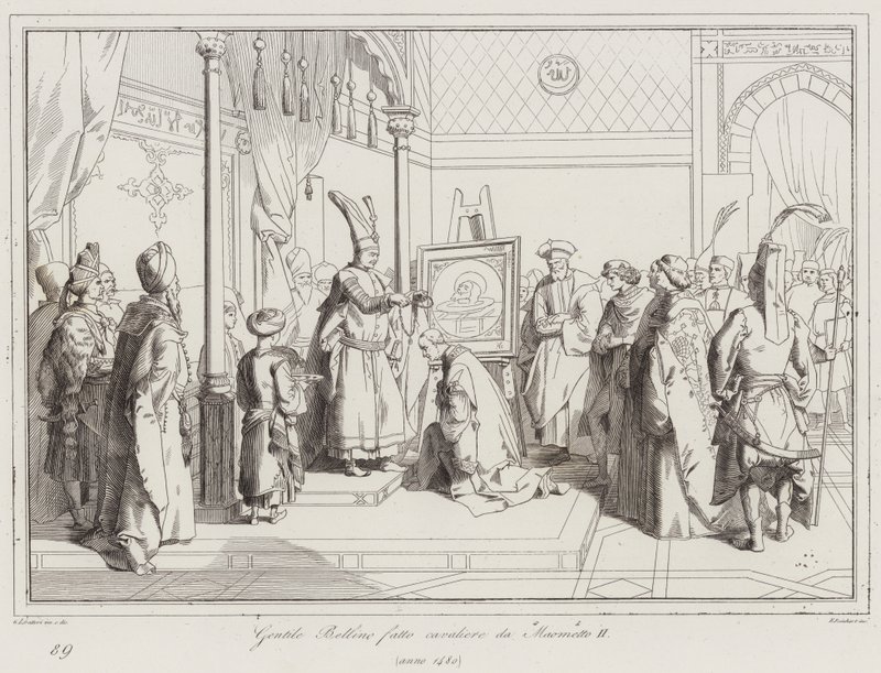 Gentile Bellino pasowany na rycerza przez Mohammeda II autorstwa Italian School