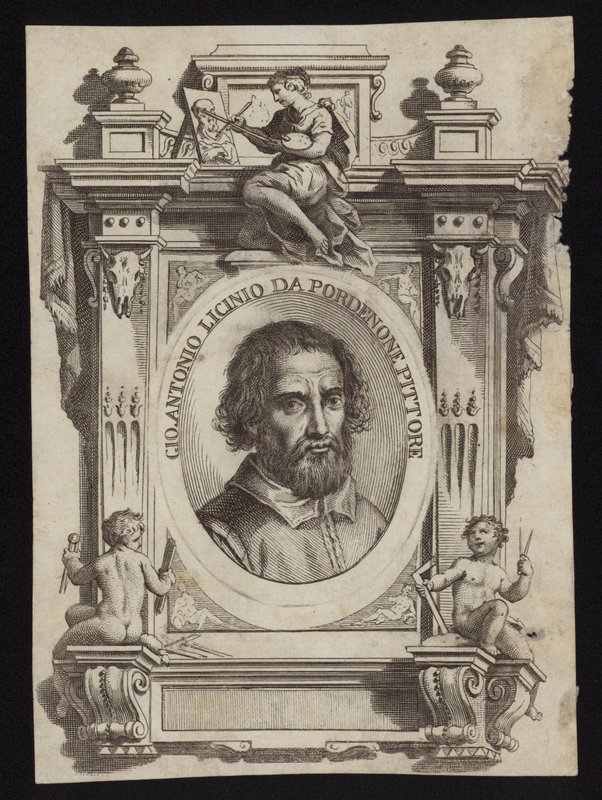Giovanni Antonio de Sacchis, znany również jako Il Pordenone i Giovanni Antonio Licinio. Grawerowanie autorstwa Giorgio Vasari autorstwa Italian School