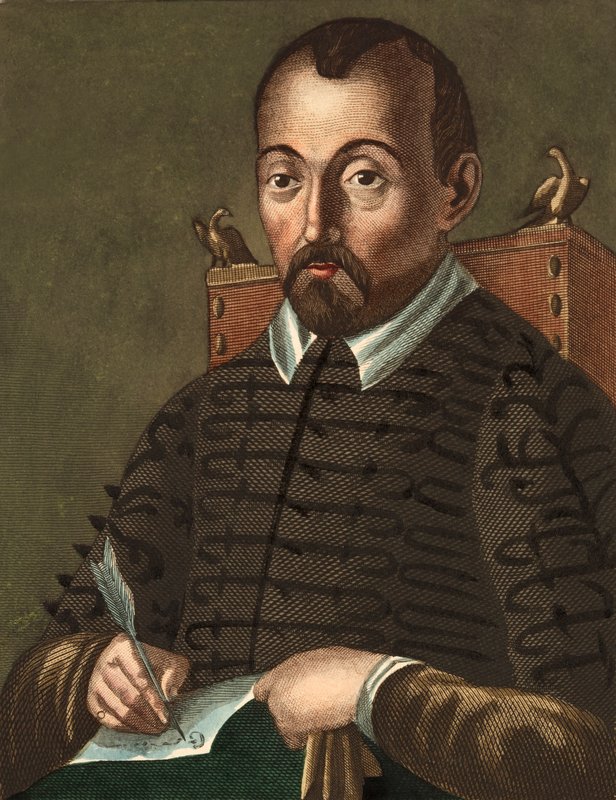 Giovanni Battista Guarini, włoski dyplomata, poeta i dramaturg (kolorowa rycina) autorstwa Italian School