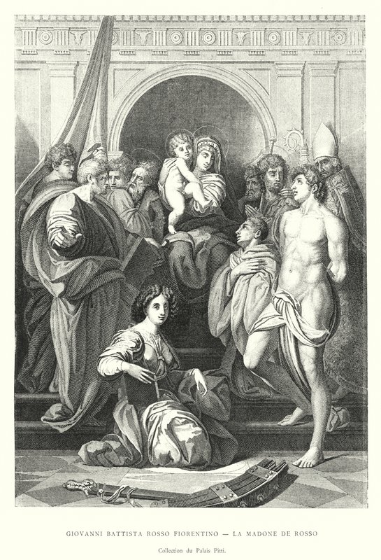 Giovanni Battista Rosso Fiorentino, La Madone de Rosso, Collection du Palais Pitti (grafika) autorstwa Italian School