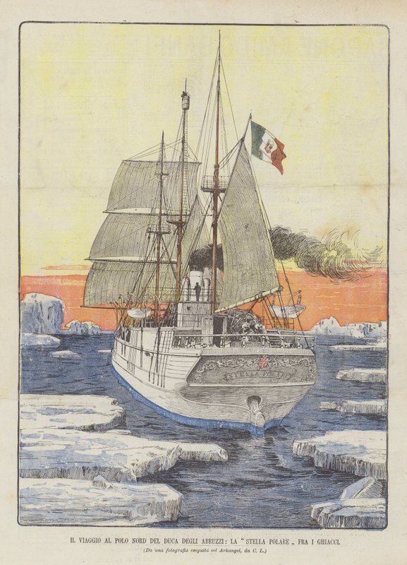 Podróż na biegun północny Duca Degli Abruzzi, gwiazdy polarnej w lodzie autorstwa Italian School
