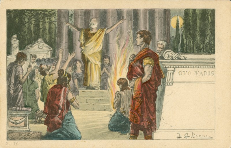 Ilustracja do powieści Quo Vadis Henryka Sienkiewicza (litografia barwna) autorstwa Italian School