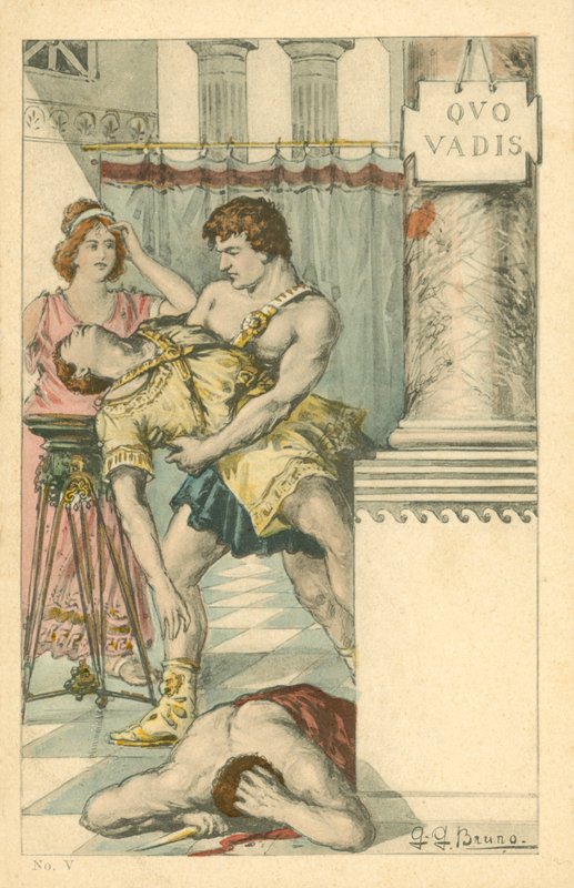 Ilustracja do powieści Quo Vadis Henryka Sienkiewicza (litografia barwna) autorstwa Italian School