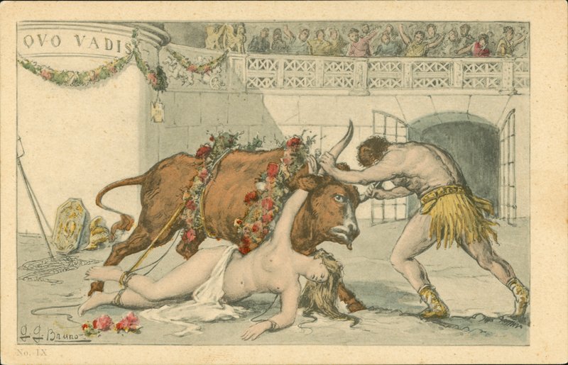 Ilustracja do powieści Quo Vadis Henryka Sienkiewicza (litografia barwna) autorstwa Italian School