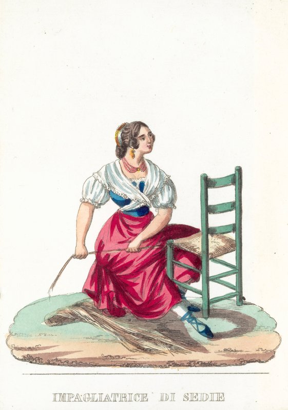 Krzesła Maszyna do robienia słomy (kolorowe grawerowanie) autorstwa Italian School