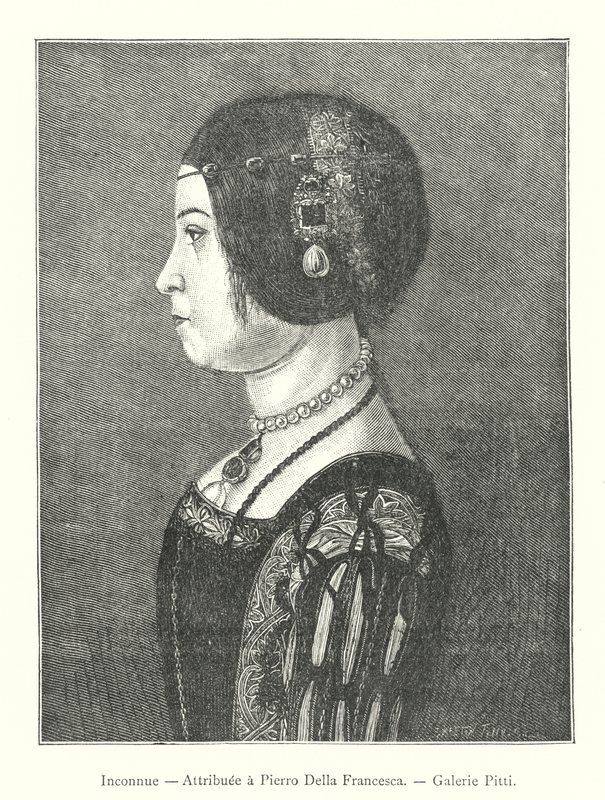 Inconnue, Attribuee a Pierro Della Francesca, Galerie Pitti (grawerowanie) autorstwa Italian School