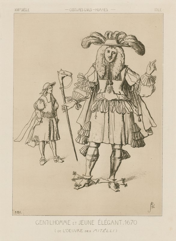 Włoski dżentelmen i elegancki młody mężczyzna, 1670 autorstwa Italian School
