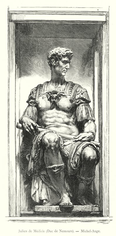 Julien de Medici, Duc de Nemours, Michel-Ange (grafika) autorstwa Italian School
