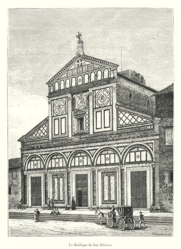 La Basilique de San Miniato (grafika) autorstwa Italian School