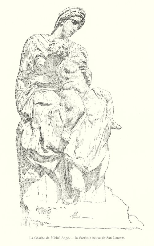 Miłosierdzie Michała Anioła, Nowa Zakrystia San Lorenzo (rycina) autorstwa Italian School