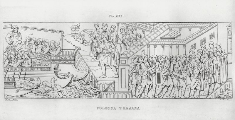 La Colonna Trajana, Kolumna Trajana (rycina) autorstwa Italian School