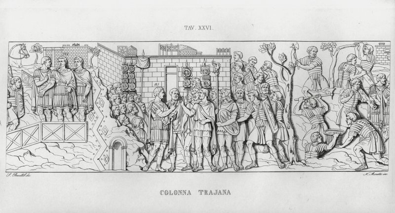 La Colonna Trajana, Kolumna Trajana (rycina) autorstwa Italian School