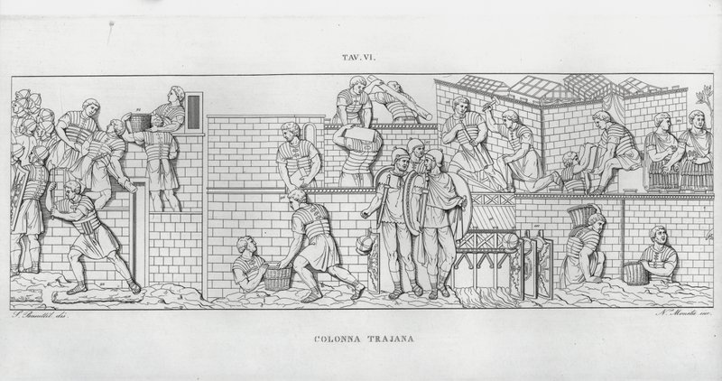La Colonna Trajana, Kolumna Trajana (rycina) autorstwa Italian School