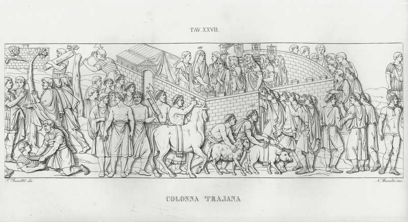 La Colonna Trajana, Kolumna Trajana (rycina) autorstwa Italian School