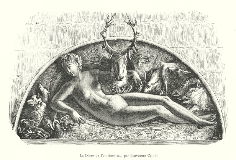 Diana z Fontainebleau, autorstwa Benvenuto Cellini (grafika) autorstwa Italian School