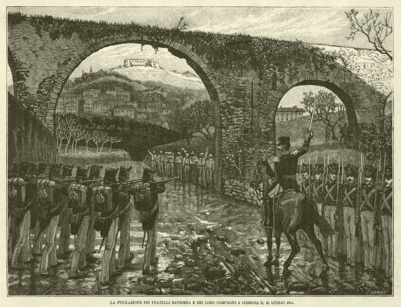 Rozstrzelanie braci flag i ich towarzyszy w Cosenza w dniu 25 lipca 1844 r. (rycina) autorstwa Italian School