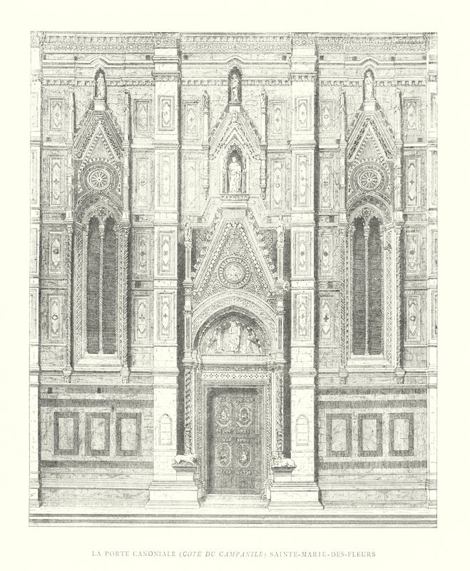 Brama Kanoniczna, Cote du Campanile, Sainte-Marie-des-Fleurs (rycina) autorstwa Italian School