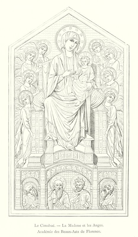Cimabue, Madonna i Anioły, Akademia Sztuk Pięknych we Florencji (grafika) autorstwa Italian School