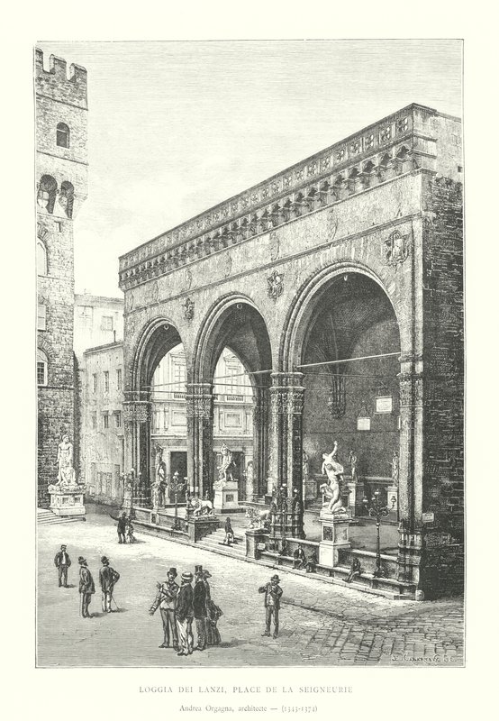 Loggia dei Lanzi, Place de la Seigneurie, Andrea Orgagna, architekt autorstwa Italian School