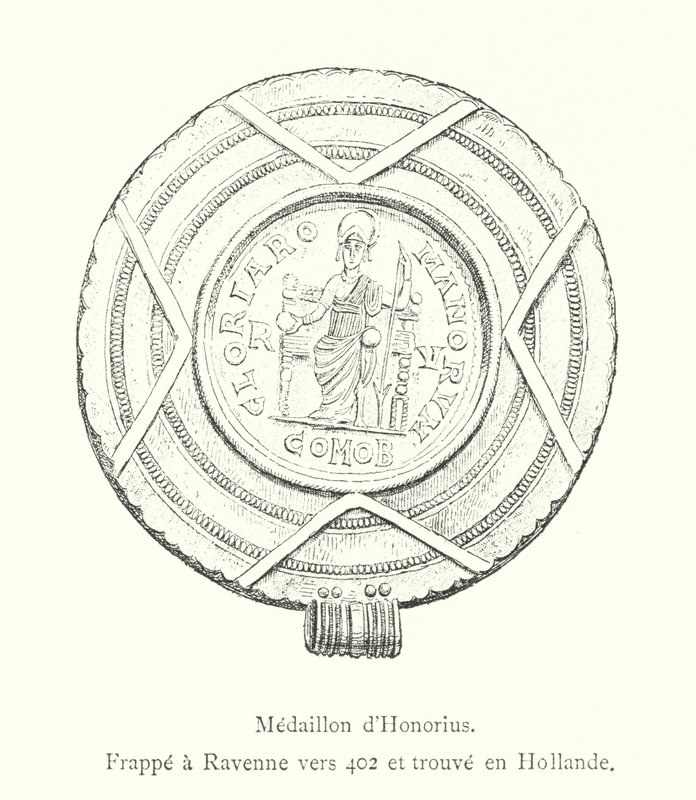 Medalion Honoriusza, wybity w Rawennie ok. 402 r. i znaleziony w Holandii (rycina) autorstwa Italian School