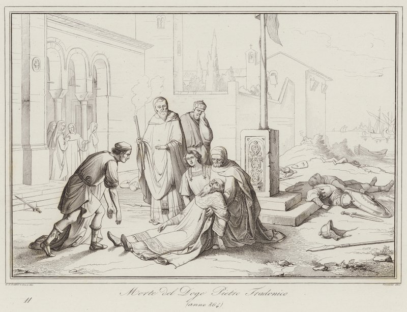 Śmierć doży Pietro Tradonico, 864 (rycina) autorstwa Italian School