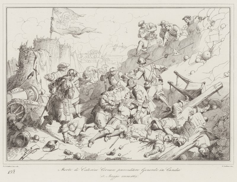 Śmierć administratora generalnego Caterino Cornaro w Candia autorstwa Italian School