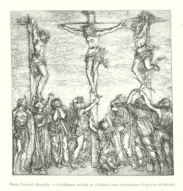 Muzeum Narodowe, Bargello, Ukrzyżowanie przypisywane Pollajuolo, ale prawdopodobnie Agostino di Duccio (rycina) autorstwa Italian School