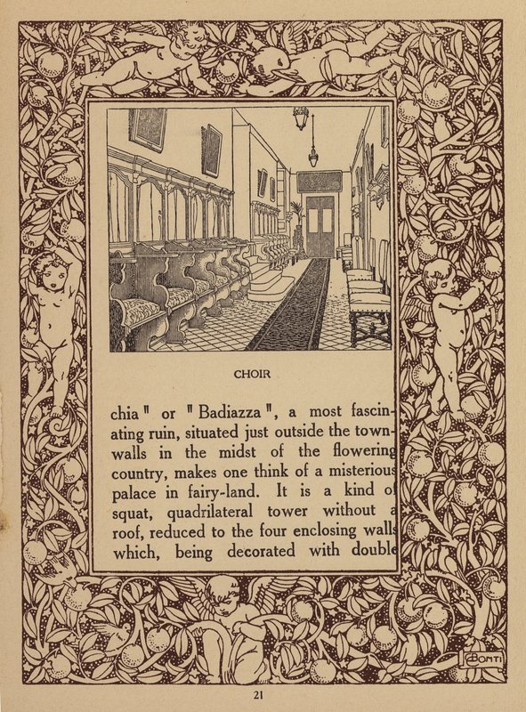 Strona z broszury hotelu San Domenico Palace, Taormina (litografia) autorstwa Italian School