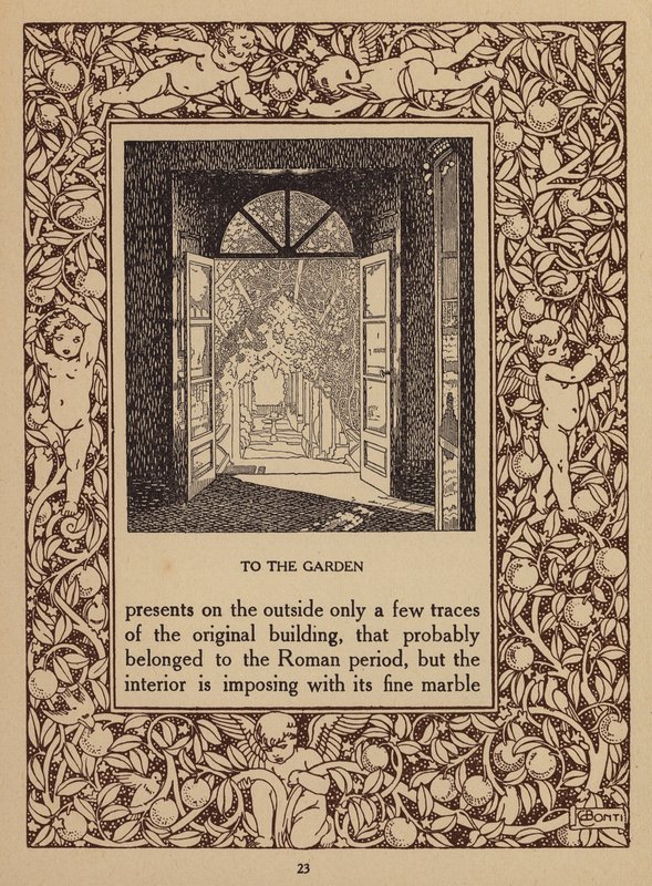 Strona z broszury hotelu San Domenico Palace, Taormina (litografia) autorstwa Italian School
