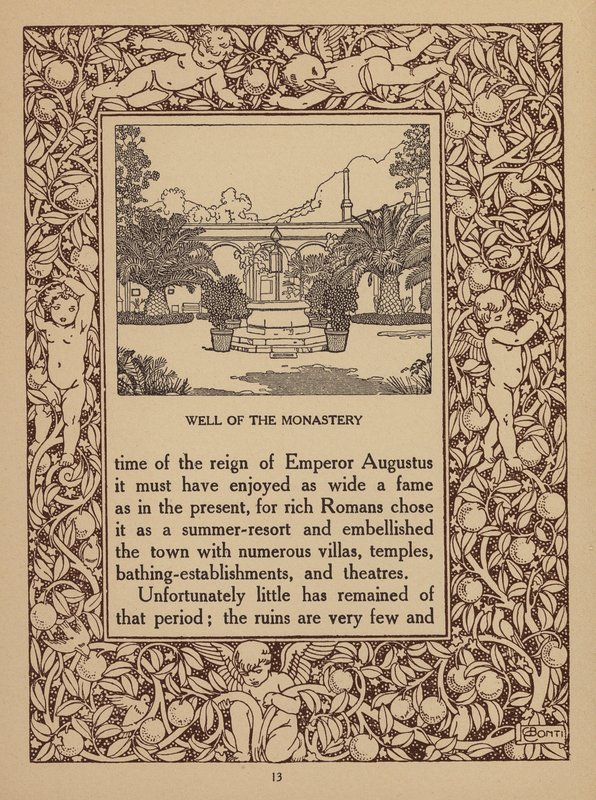 Strona z broszury hotelu San Domenico Palace, Taormina (litografia) autorstwa Italian School