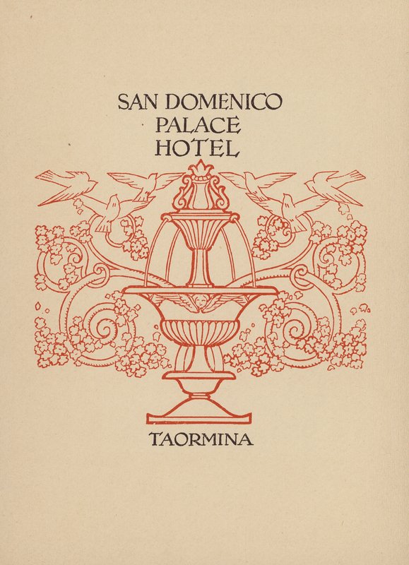 Strona z broszury hotelu San Domenico Palace, Taormina (litografia) autorstwa Italian School