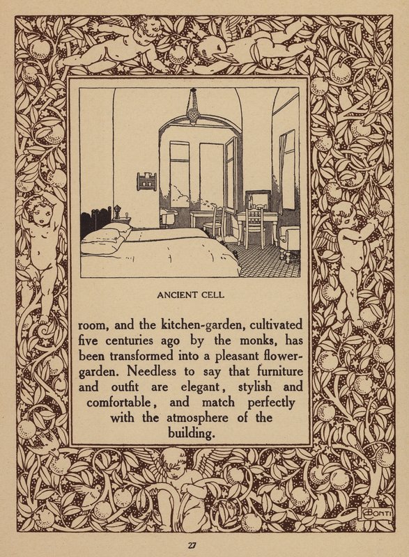 Strona z broszury hotelu San Domenico Palace, Taormina (litografia) autorstwa Italian School