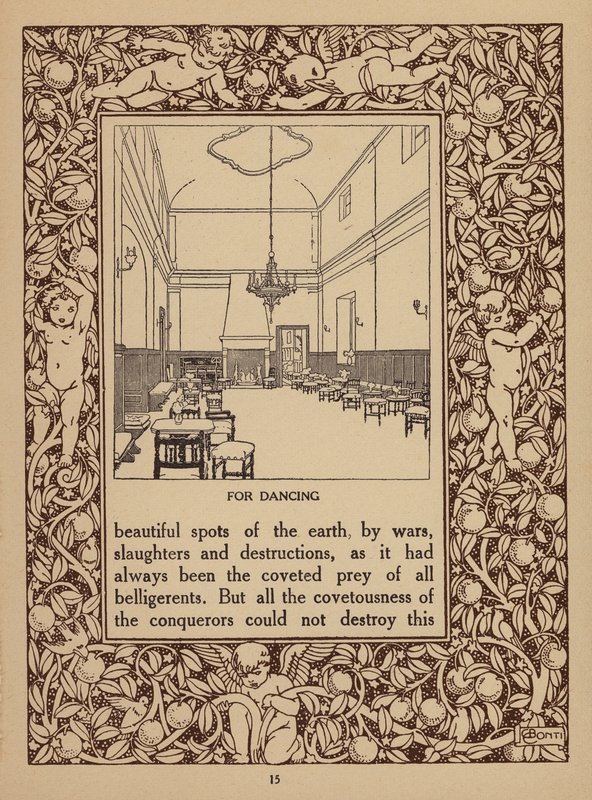 Strona z broszury hotelu San Domenico Palace, Taormina (litografia) autorstwa Italian School