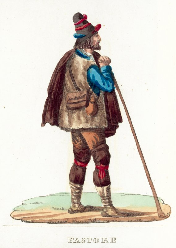 Pastore (kolorowy grawer) autorstwa Italian School