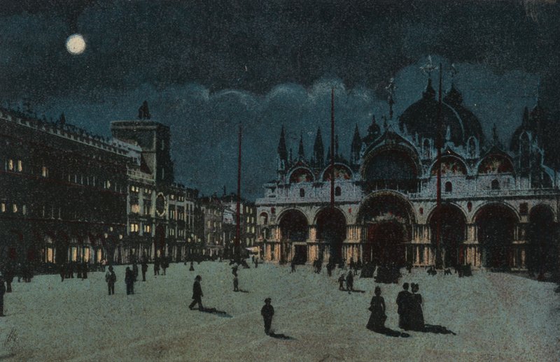Plac Świętego Marka (kolorowa litografia) autorstwa Italian School