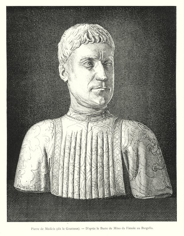 Pierre de Medici, zwany Podaną, od Popiersia Mino da Fiesole w Bargello (rycina) autorstwa Italian School