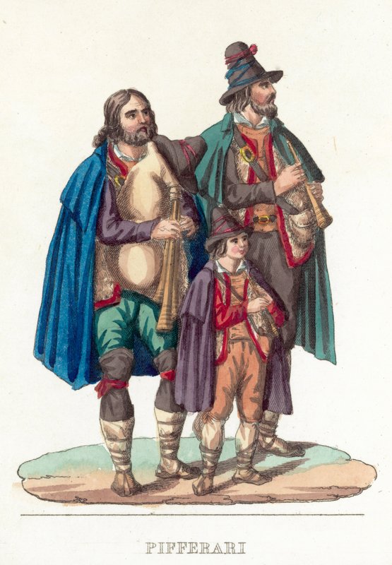 Pifferari (kolorowy grawerunek) autorstwa Italian School