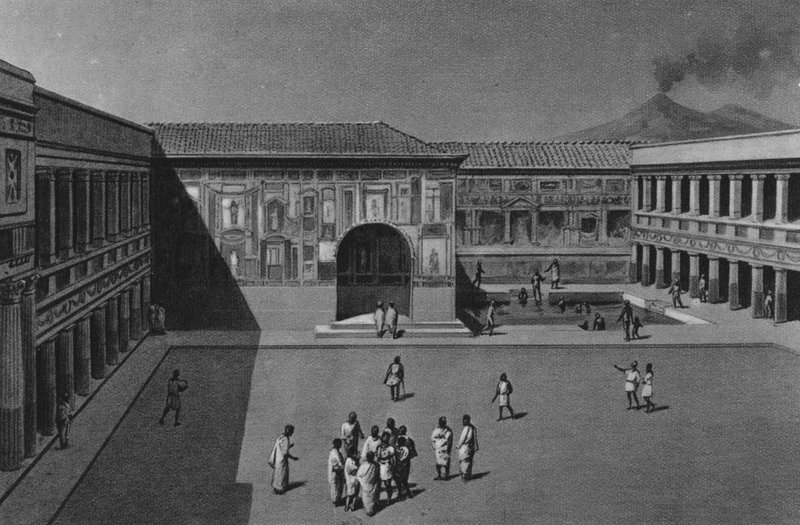 Pompeje: Wnętrze łaźni Stabian (lito) autorstwa Italian School