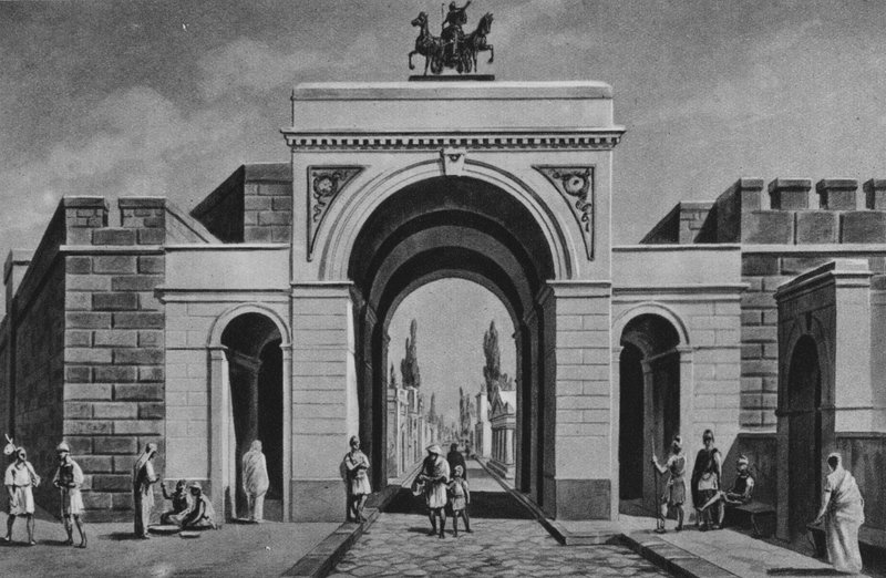 Pompeje: Porta Ercolana (lito) autorstwa Italian School