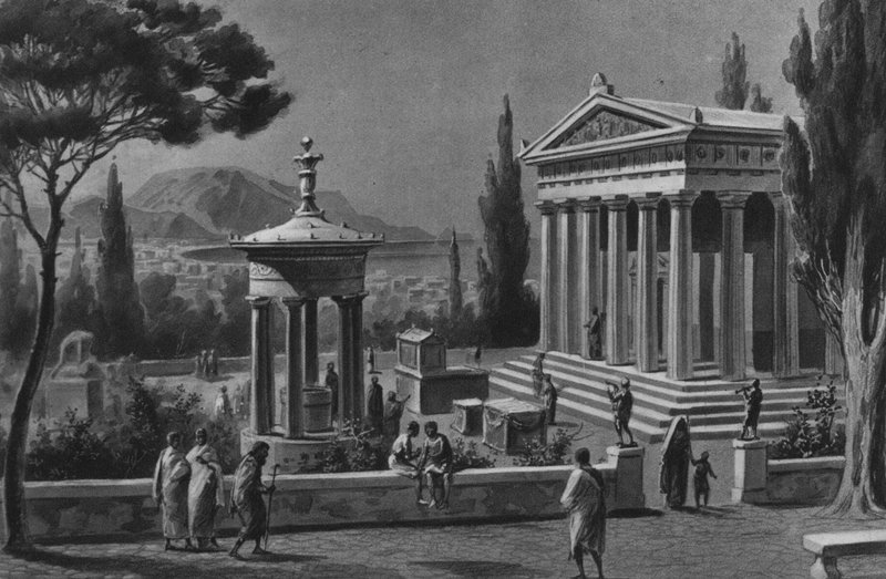 Pompeje: Świątynia Herkulesa (lito) autorstwa Italian School