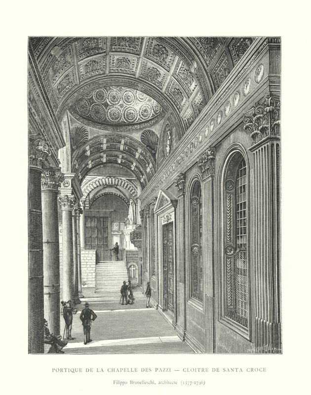 Portyk kaplicy Pazzi, krużganek Santa Croce, architekt Filippo Brunelleschi autorstwa Italian School
