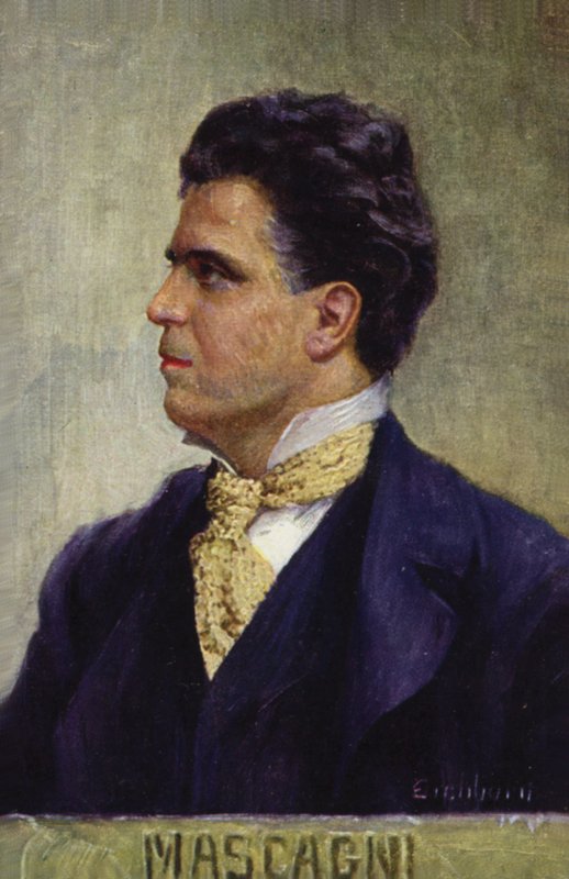 Portret Pietro Mascagniego (kolorowa litografia) autorstwa Italian School