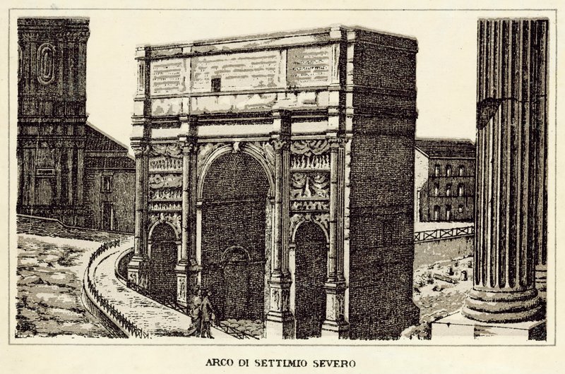 Rzym: Łuk Septymiusza Sewera (lito) autorstwa Italian School
