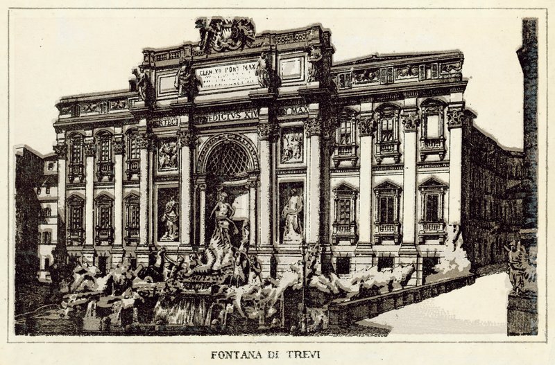 Rzym: Fontanna di Trevi (lito) autorstwa Italian School