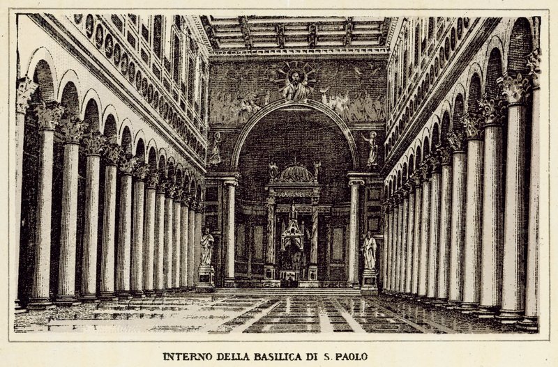 Rzym: Wnętrze Bazyliki św. Pawła (lito) autorstwa Italian School