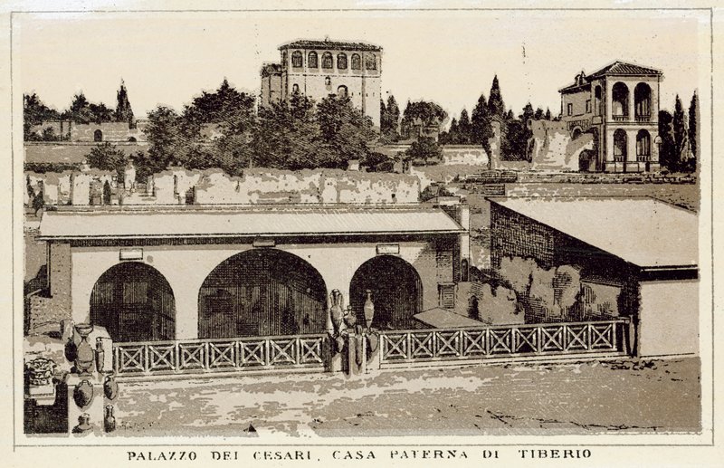 Rzym: Palazzo Dei Cesari, Dom Tyberiusza (lito) autorstwa Italian School