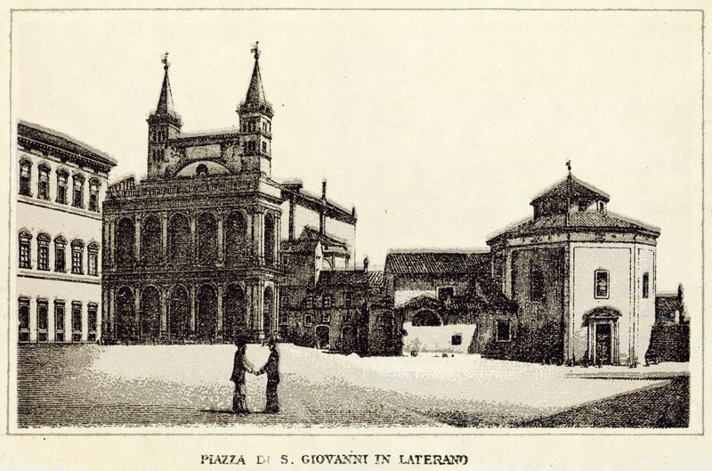 Rzym: Piazza Di S Giovanni Laterano (litos) autorstwa Italian School