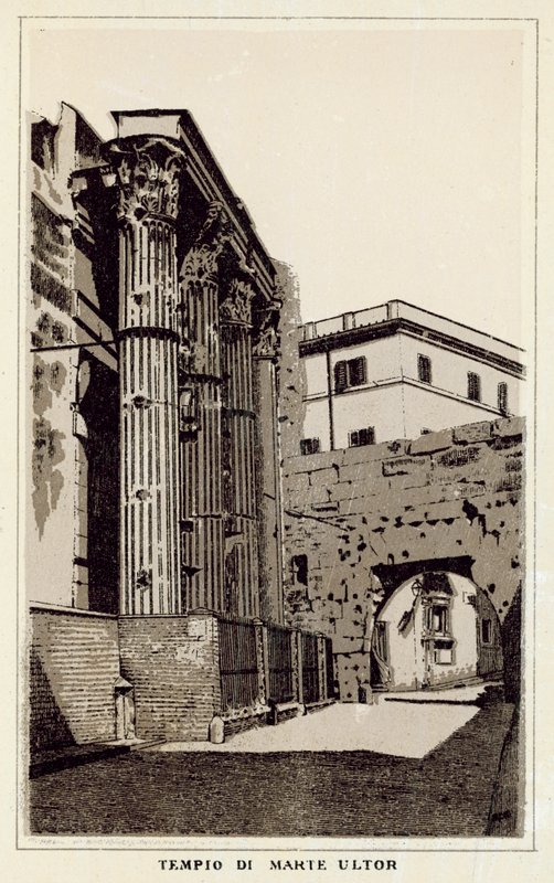 Rzym: Świątynia Marsa Ultora (lito) autorstwa Italian School