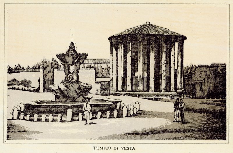 Rzym: Świątynia Westy (lito) autorstwa Italian School