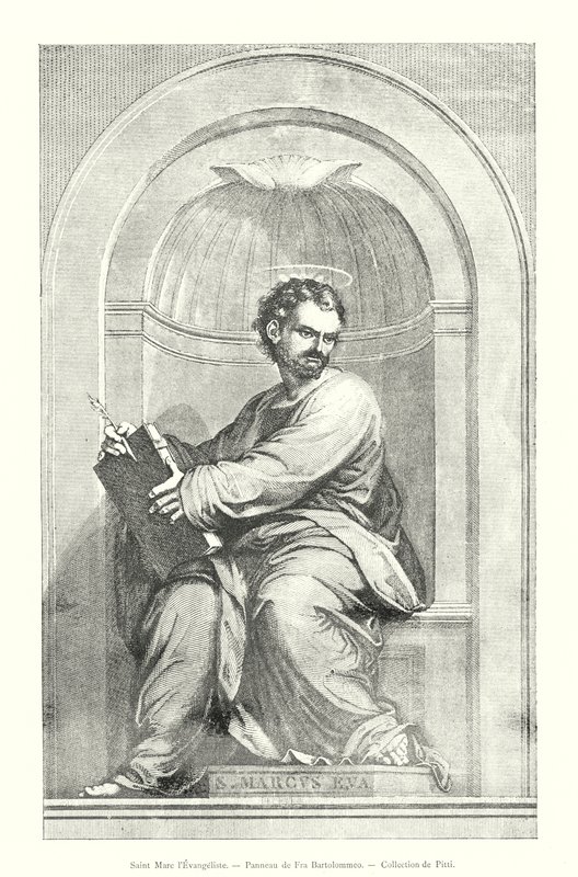 Św. Marek Ewangelista, panel autorstwa Fra Bartolommeo, kolekcja Pitti (rycina) autorstwa Italian School